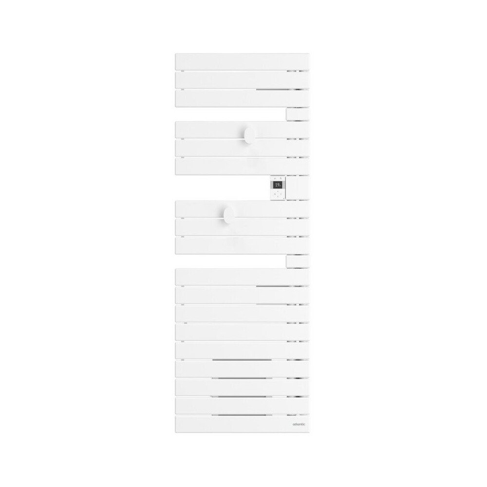 media-1098.jpg Sèche-serviettes connecté Nefertiti avec soufflerie mât à gauche 1500W blanc brillant - ATLANTIC - 850052 – Image 1