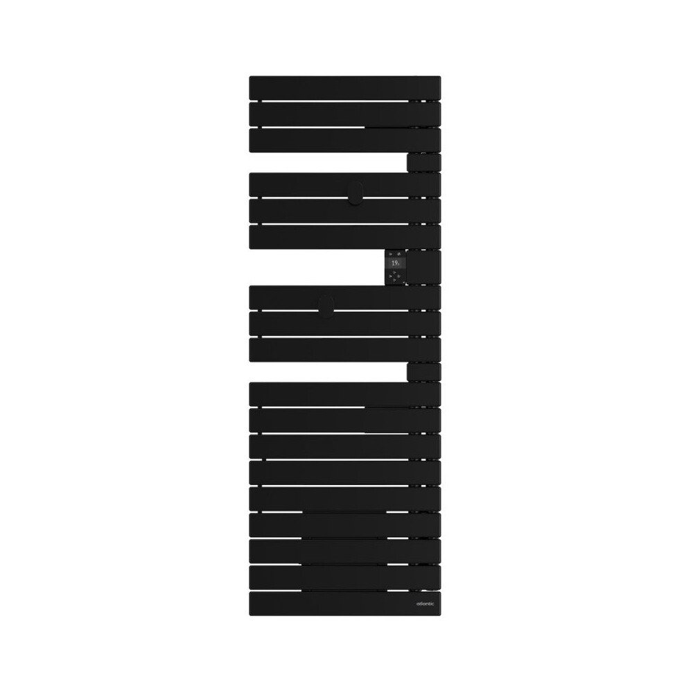 media-1142.jpg Sèche-serviettes connecté Nefertiti avec soufflerie mât à gauche 1750W noir - ATLANTIC - 850074 – Image 1