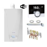 Chaudière Gaz Murale Condensation Accea Chappée 25 kW Complète (Ventouse + Douilles + Dosseret) avec Thermostat Connecté