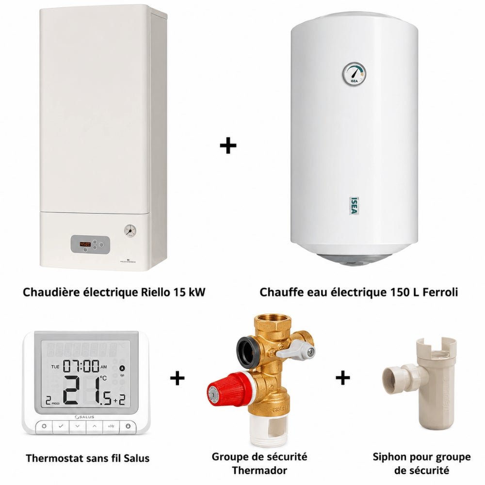 media-745.jpg Pack chaudière électrique 3 à 15 Kw + chauffe eau 150 L + accessoires – Image 1